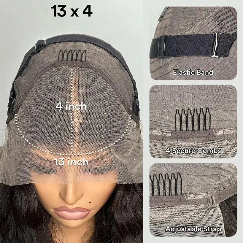 Side Part Layered Wave Wigs Long Length Natural Black Human Hair