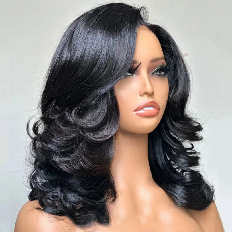 Chic 13*4 Lace Human Hair Layered Wave Wig