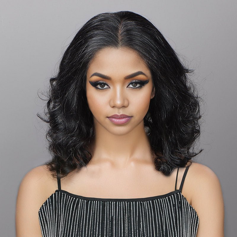 Dark Salt And Pepper Full Lace Wigs Real Scalp Wig Silk Base Wig For Seniors Wavy Human Hair Wigs