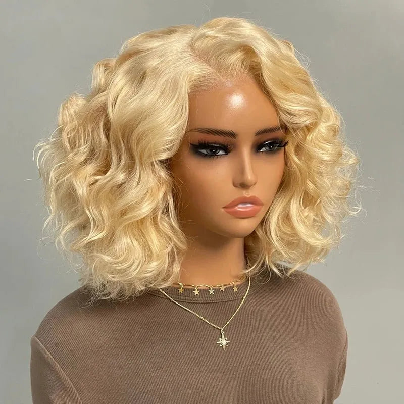 613 Blonde Short Cut Bob Wigs Loose Body Wave Human Hair