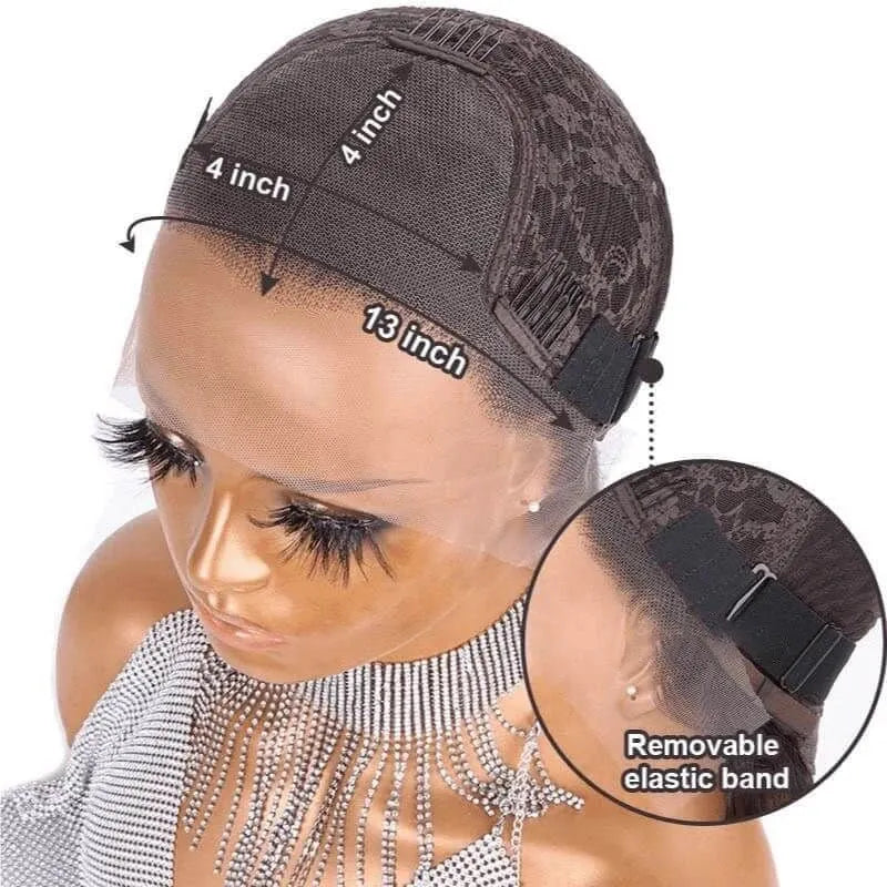 Glueless Brown Wave Bob Wig Human Hair Lace Front Wigs