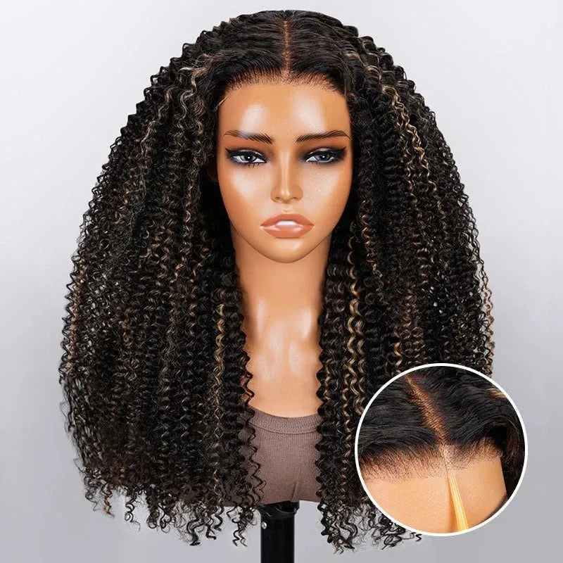Mid-part Jerry Curly Wigs Women's High Quality Human Hair