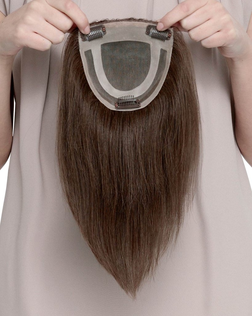 Brown Wigs Hair Piece piece Lace Human Hair Wig 9 Inch