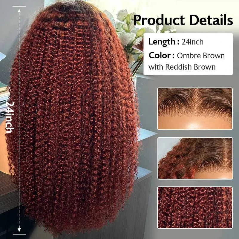 Afro Colored Bleached Knots Human Hair Wig