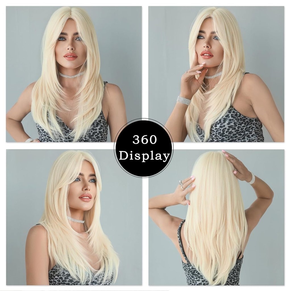 Honey Blonde Wig with Bangs Long Brown Wigs for Women Human Hair Wigs