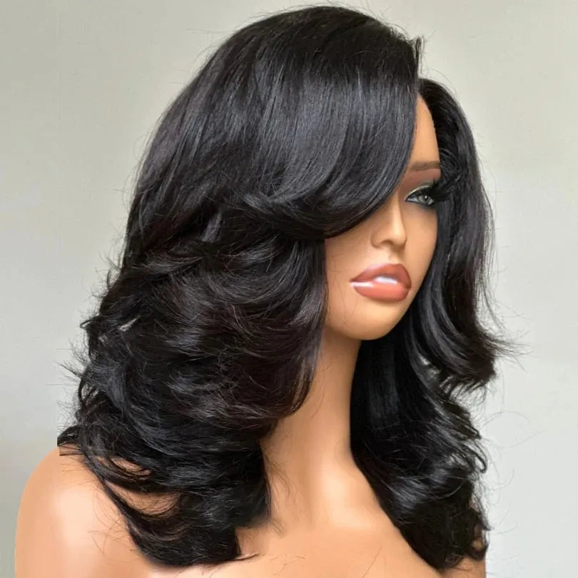Chic 13*4 Lace Human Hair Layered Wave Wig