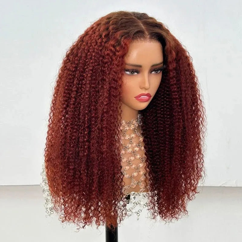 Afro Colored Bleached Knots Human Hair Wig