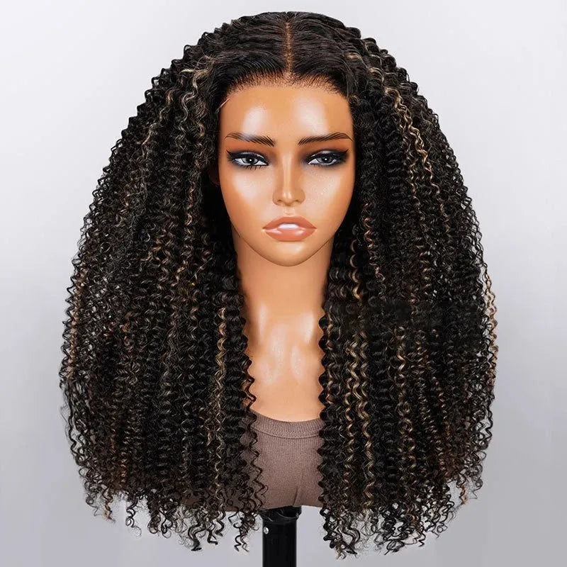 Mid-part Jerry Curly Wigs Women's High Quality Human Hair