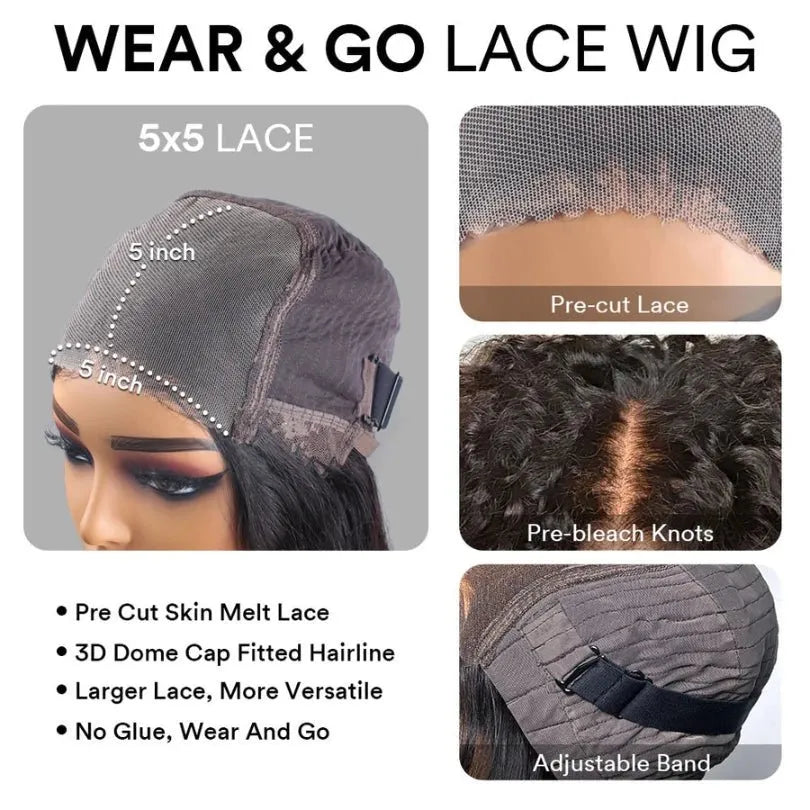 Easily Care I Part Human Hair Ombre Brown Layered Wave Wigs