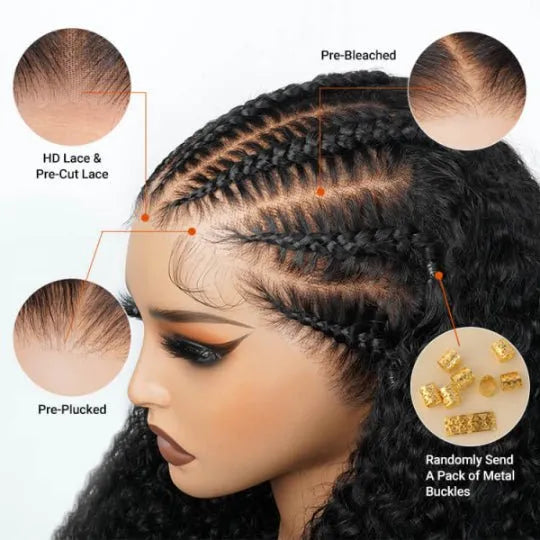 Trendy Human Braiding Hair Curly Lace Wigs