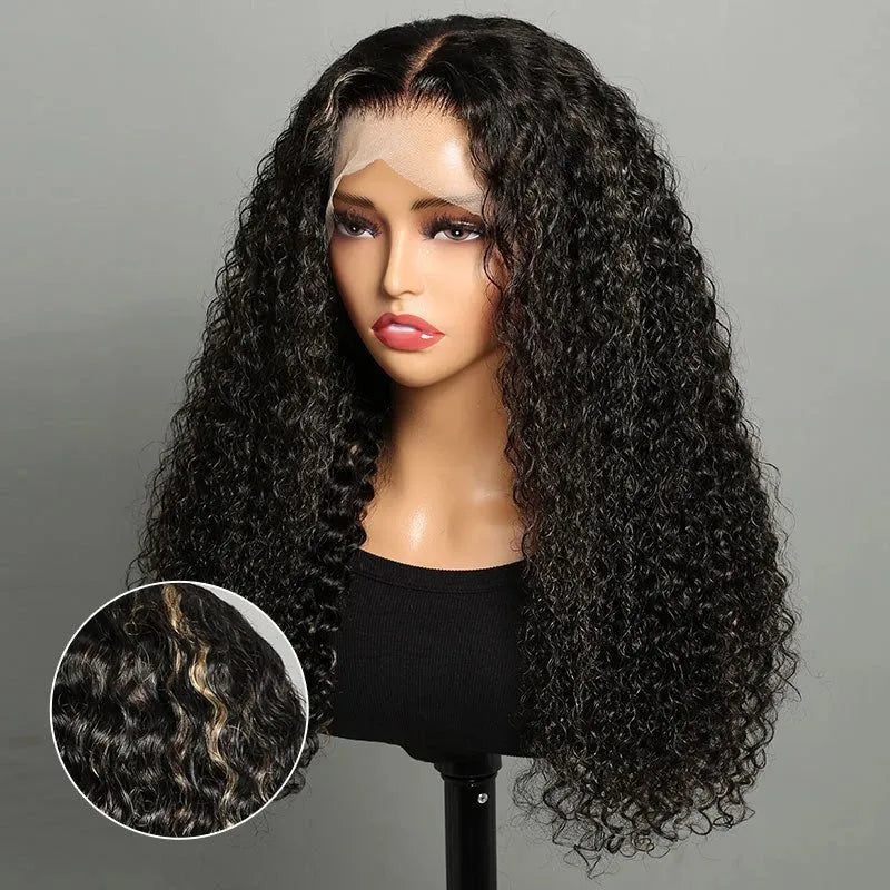 Mid-part Jerry Curly Wigs Women's High Quality Human Hair