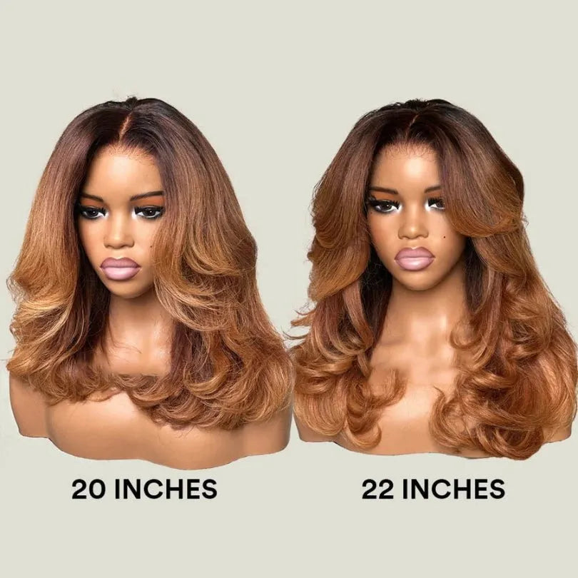Charming Layered Mid-part Human Hair with Curtain Bangs