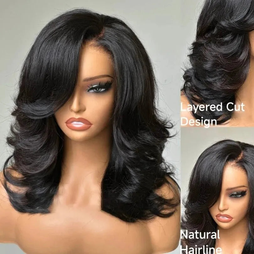Chic 13*4 Lace Human Hair Layered Wave Wig