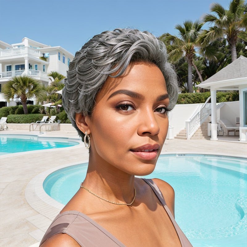 Salt And Pepper 13x4 Lace Front Wigs Straight Bob Side Part 100% Human Hair