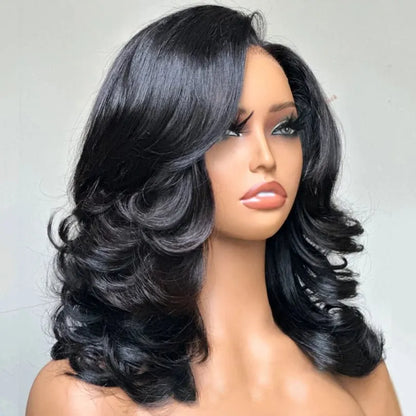 Chic 13*4 Lace Human Hair Layered Wave Wig