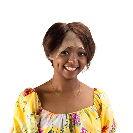 Short Straight Mid Part Human Hair 5*5 Lace Front Wigs