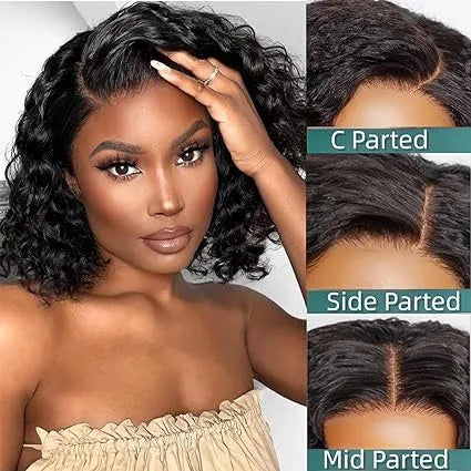 Pre Plucked Water Wave Bob Wig Human Hair Glueless Wigs