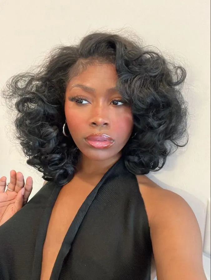 Layered Curly Lace Front Synthetic Wig for Black Women