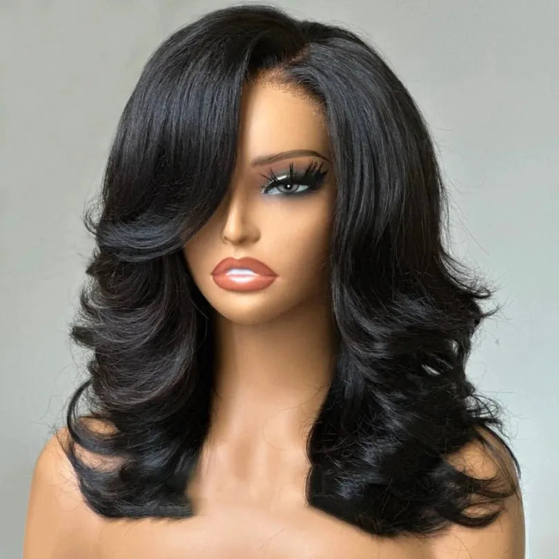 Chic 13*4 Lace Human Hair Layered Wave Wig