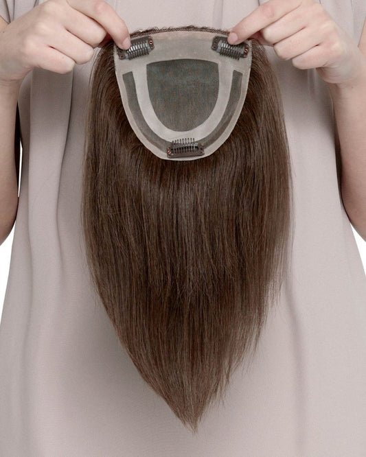 Brown Wigs Hair Piece piece Lace Human Hair Wig 9 Inch