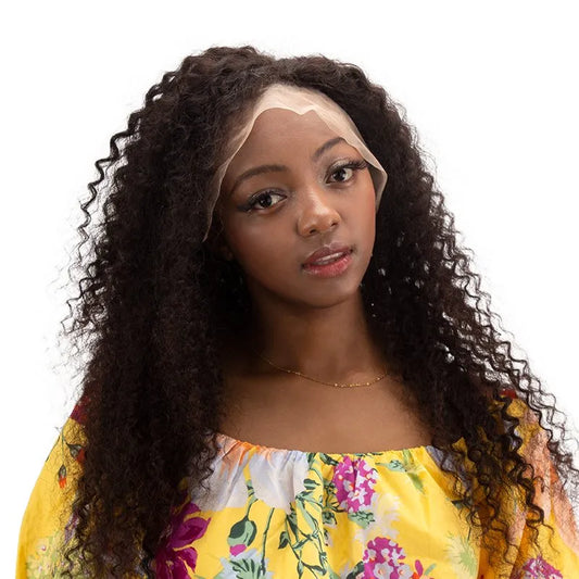Natural Hair Color Long Curly Human Hair 5*5 Lace Front Wigs