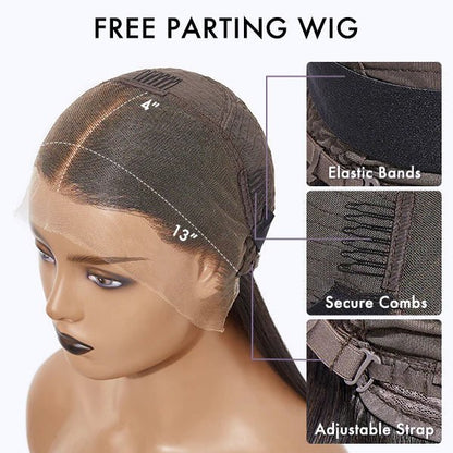 Salt And Pepper 13x4 Lace Front Wigs Straight Bob Side Part 100% Human Hair
