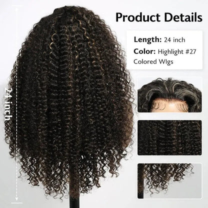 Mid-part Jerry Curly Wigs Women's High Quality Human Hair