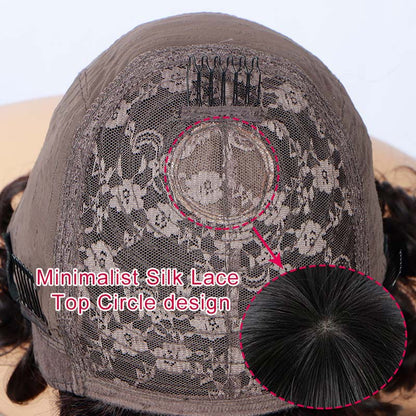 Vintage Style Short Loose Wave Bob Real Human Hair Weargo Silk Top Lace Wigs With Bangs For Women