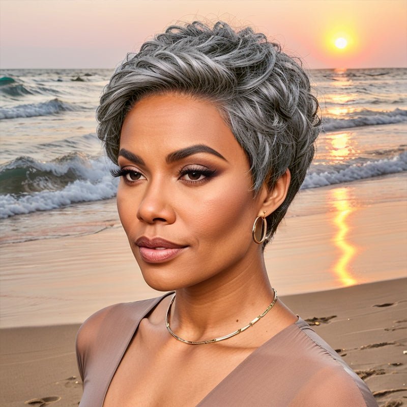 Salt And Pepper 13x4 Lace Front Wigs Straight Bob Side Part 100% Human Hair