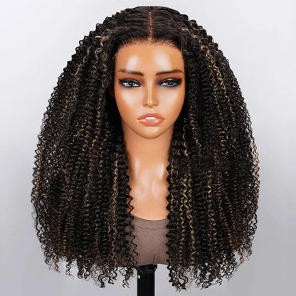 Mid-part Jerry Curly Wigs Women's High Quality Human Hair