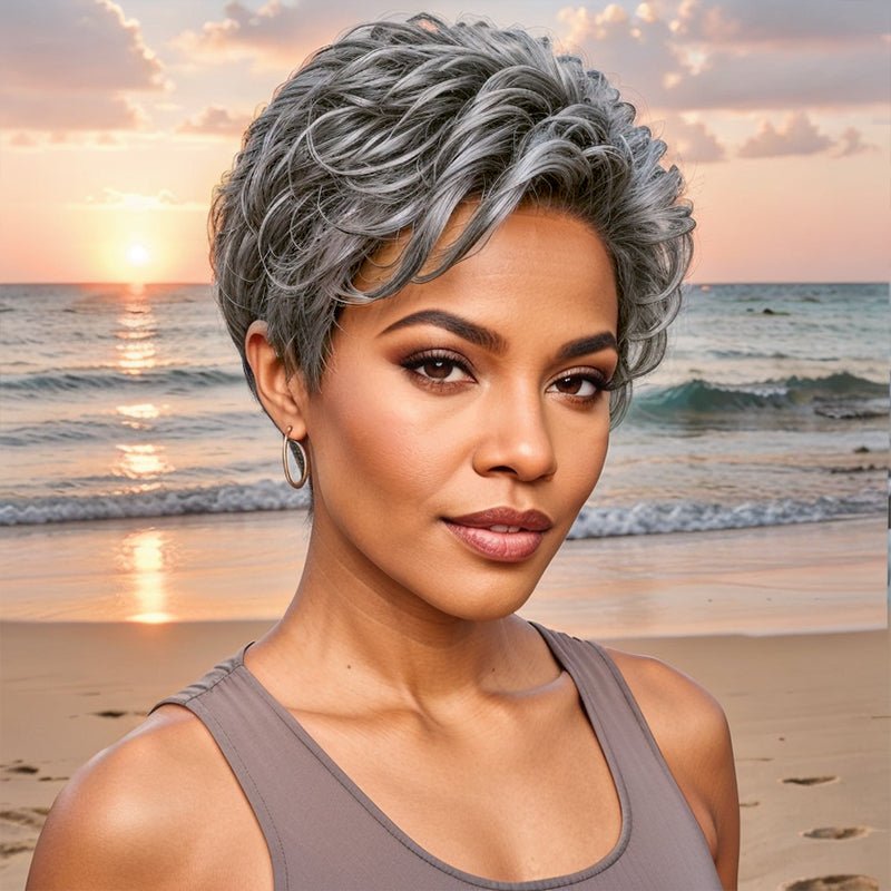 Salt And Pepper 13x4 Lace Front Wigs Straight Bob Side Part 100% Human Hair