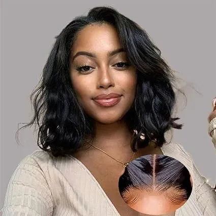 Glueless Pre-Plucked Body Wave Bob Wig - Human Hair, Pre-Cut Lace Wear and Go