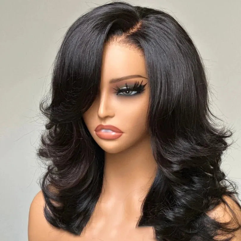 Chic 13*4 Lace Human Hair Layered Wave Wig