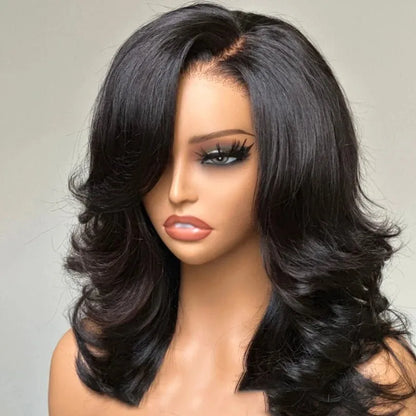 Chic 13*4 Lace Human Hair Layered Wave Wig