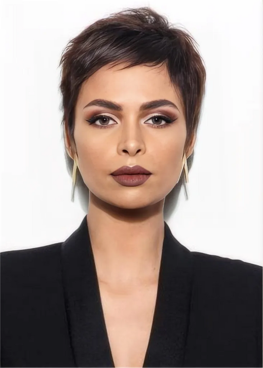Pixie Short Natural Straight Human Hair Wig 8 in