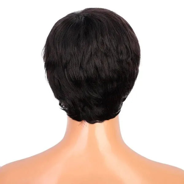 Pixie Short Natural Straight Human Hair Wig 8 in